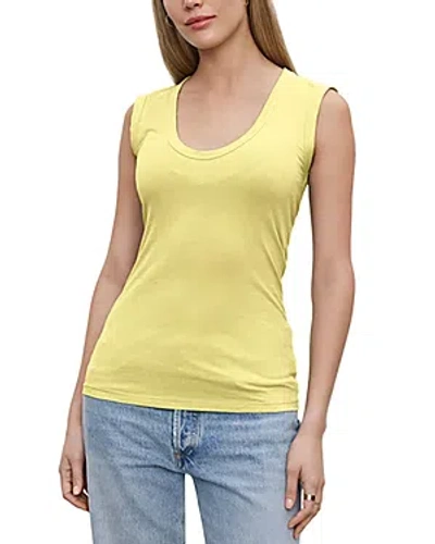 Velvet By Graham & Spencer Womens Solid Cotton Tank Top In Jolt Yellow