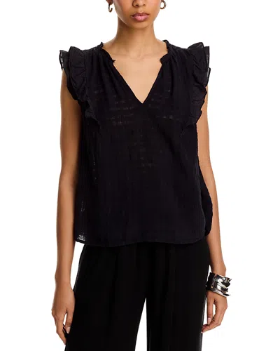 Velvet By Graham & Spencer Eva Sleeveless Ruffle Blouse In Black