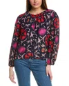 Velvet By Graham & Spencer Fraser Silk-blend Blouse In Blue