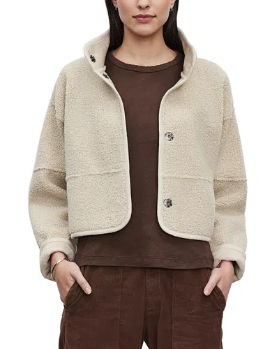 Velvet By Graham & Spencer Kelly Reversible Faux Shearling Cropped Jacket In Ecru Cream