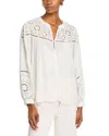 Velvet By Graham & Spencer Libby Open Embroidery Top In Cream