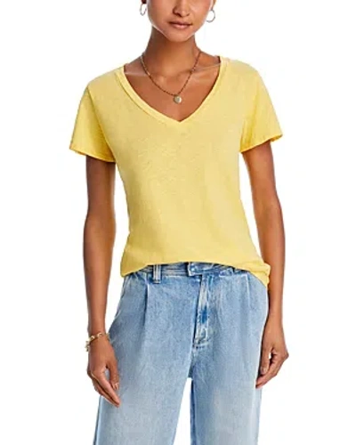 Velvet By Graham & Spencer Lilith Vintage Slub V-neck Tee In Lily In Daisy Yellow