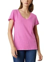 Velvet By Graham & Spencer Lilith Short Sleeve Cotton Slub Tee In Lotus In Pink