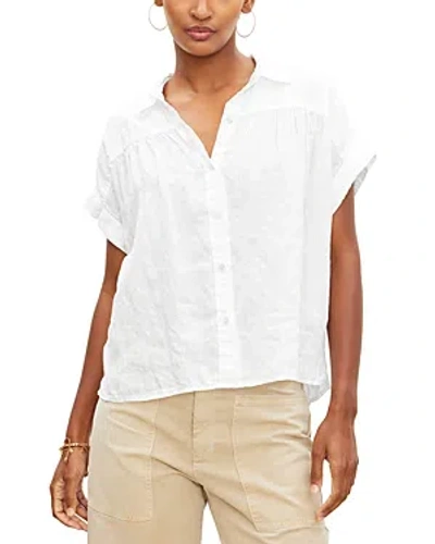 Velvet By Graham & Spencer Linen Short Sleeve Shirt In White