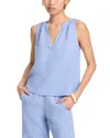 Velvet By Graham & Spencer Linen V Neck Tank Top In Ceramic Blue