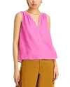 Velvet By Graham & Spencer Linen V Neck Tank Top In Pink
