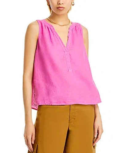 Velvet By Graham & Spencer Linen V Neck Tank Top In Pink