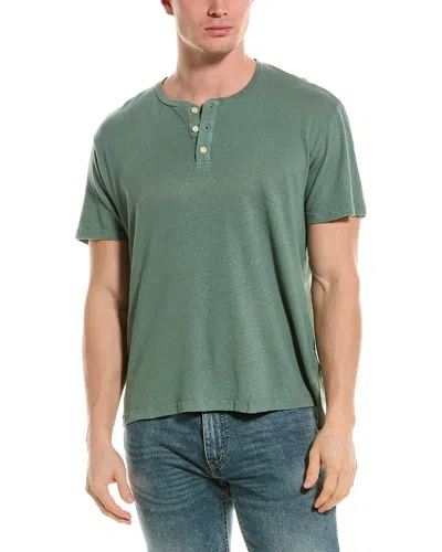 Velvet By Graham & Spencer Lionel Linen-blend Henley In Green