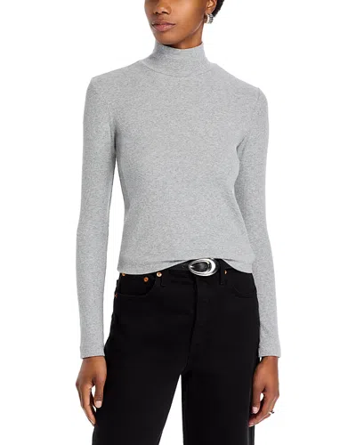Velvet By Graham & Spencer Long Sleeve Mock Neck Top In Heather Grey