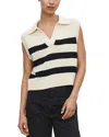 Velvet By Graham & Spencer Mariette Sweater Vest In Cream/black