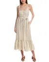 Velvet By Graham & Spencer Meradith Striped Linen Maxi Dress In Khaki
