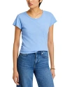 Velvet By Graham & Spencer Womens Slub Cotton T-shirt In Chill Blue