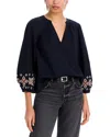 Velvet By Graham & Spencer Paola Raglan Sleeves Top In Black In Black