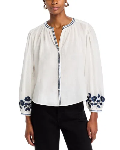 Velvet By Graham & Spencer Rahwa Floral Cuff Boho Top In Cream