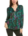 Velvet By Graham & Spencer Reeve Peasant Blouse In Multi In Green
