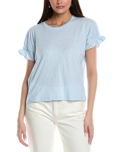 Velvet By Graham & Spencer Ruffle Sleeve T-shirt In Blue