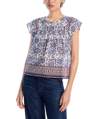 Velvet By Graham & Spencer Selene Cap Sleeve Top In Cream Floral