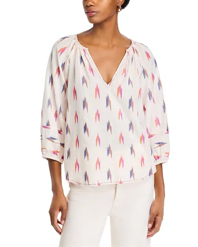 Velvet By Graham & Spencer Skye Printed Boho Top In Cream