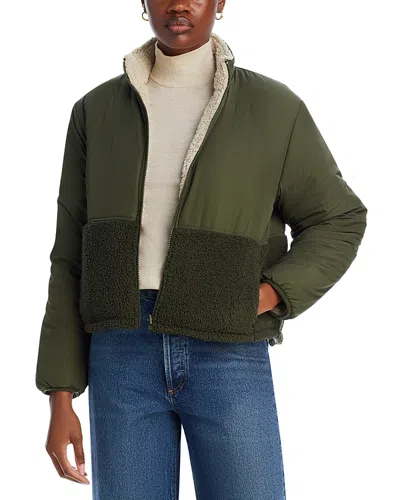 Velvet By Graham & Spencer Tasha Reversible Puffer Sherpa Jacket In Green