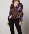 VELVET BY GRAHAM & SPENCER VELVET ISRA PRINTED SATIN BLOUSE IN FIJI