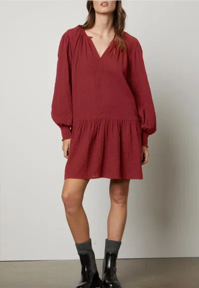 Velvet By Graham & Spencer Viviana Cotton Gauze Dress In Malbec In Multi
