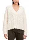 Velvet By Graham & Spencer Womens Alpaca Open Stitch Pullover Sweater In White