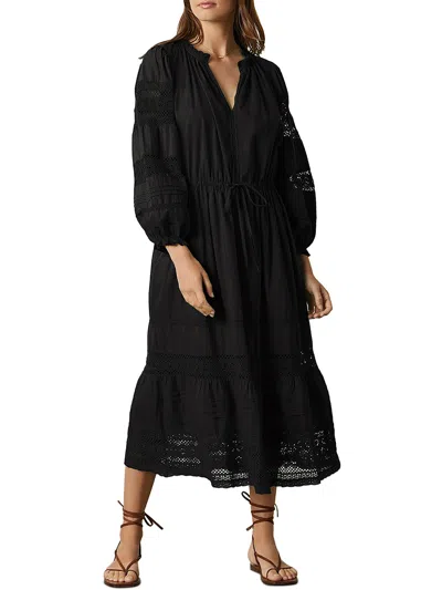Velvet By Graham & Spencer Womens Cotton Crochet Trim Maxi Dress In Black