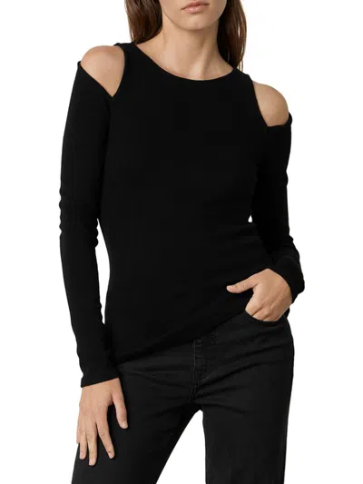 Velvet By Graham & Spencer Womens Crewneck Knit Pullover Top In Black