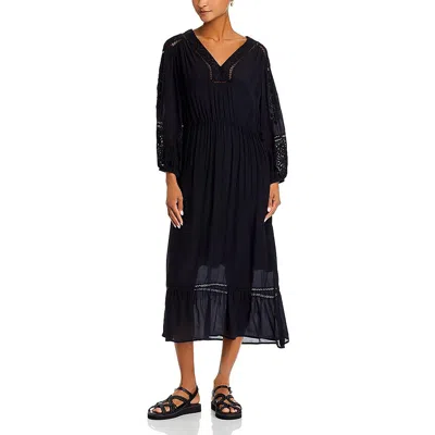 Velvet By Graham & Spencer Womens Embroidered Modal Maxi Dress In Black