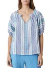 Velvet By Graham & Spencer Womens Gathered V-neck Blouse In Blue