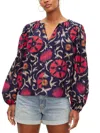 Velvet By Graham & Spencer Fraser Printed Silk Cotton Voile Top In Twilight In Multi