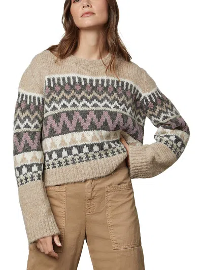 Velvet By Graham & Spencer Womens Knit Printed Pullover Sweater In Brown