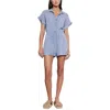 Velvet By Graham & Spencer Womens Linen Button-down Romper In Blue