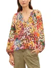 VELVET BY GRAHAM & SPENCER WOMENS PRINTED V NECK BLOUSE