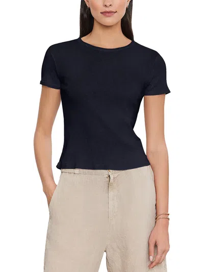 Velvet By Graham & Spencer Womens Ribbed Crewneck Pullover Top In Multi