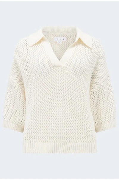 Velvet By Graham & Spencer York Knitted Top In Milk In Cream