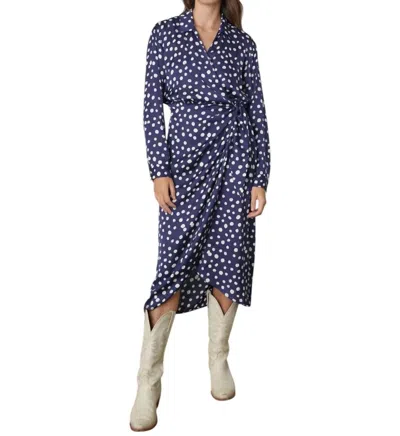 Velvet By Graham & Spencer Zendaya Polka Dot Wrap Dress In Navy In Blue