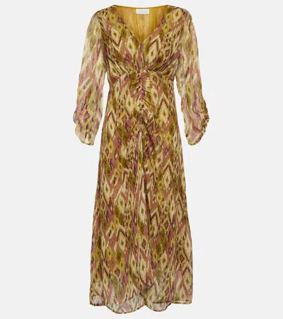 Velvet Cailey Printed Georgette Midi Dress In White