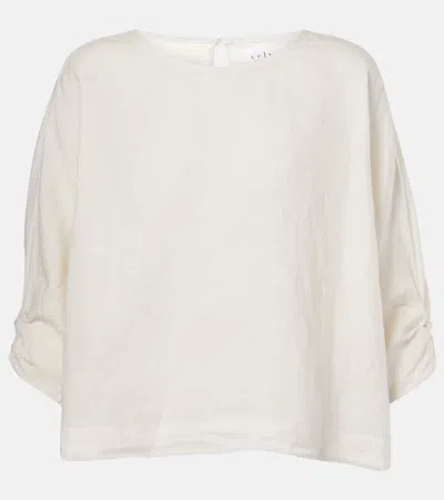 Velvet Cass Linen Blouse In White