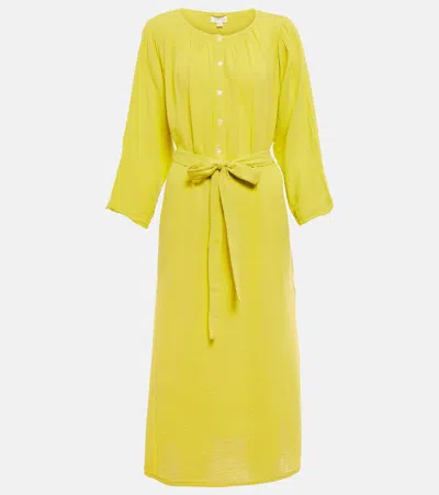 Velvet Christelle Cotton Kaftan Midi Dress In Limelight