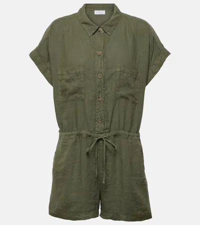 Velvet Clare Linen Romper In Green