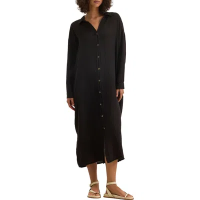 Velvet Cleowade Linen Shirtdress In Black