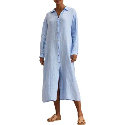 Velvet Cleowade Linen Shirtdress In Blue