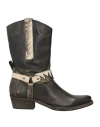 Velvet Cosh Woman Ankle Boots Charcoal Size 8 Leather In Grey