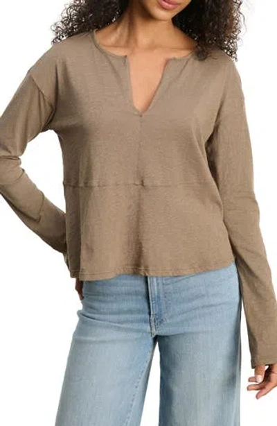 Velvet Cotton Slub Long Sleeve T-shirt In Brown