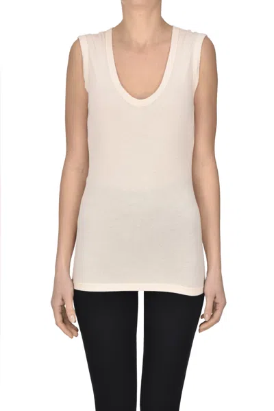 Velvet Cotton Tank Top In White