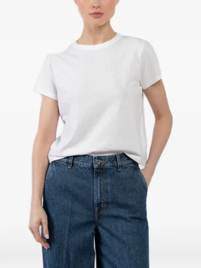 Velvet Crew-neck T-shirt In White