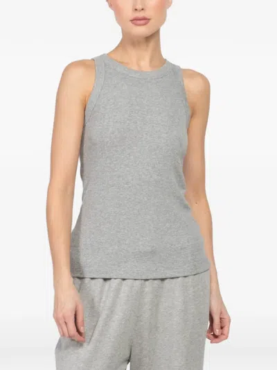 Velvet Crew-neck Tank Top In Gray