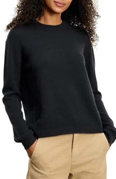 Velvet Crystal Cashmere Crewneck Sweater In Black