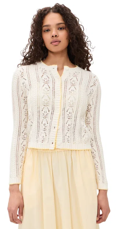 Velvet Daisy Knit Cardigan Ivory In Neutral